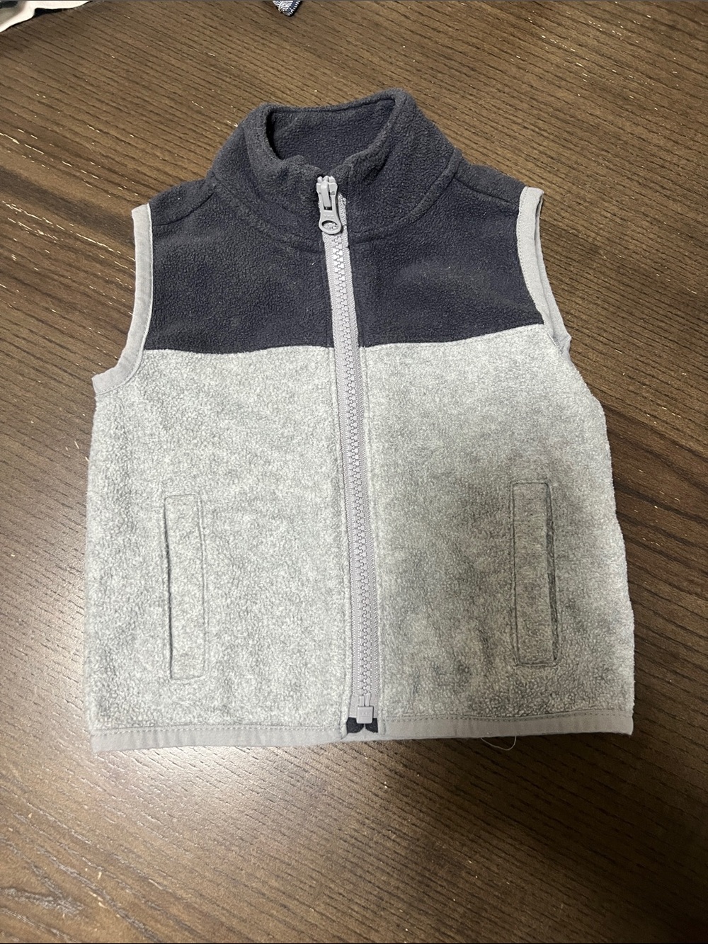 Old Navy Toddler Gray and Navy Fleece Vest